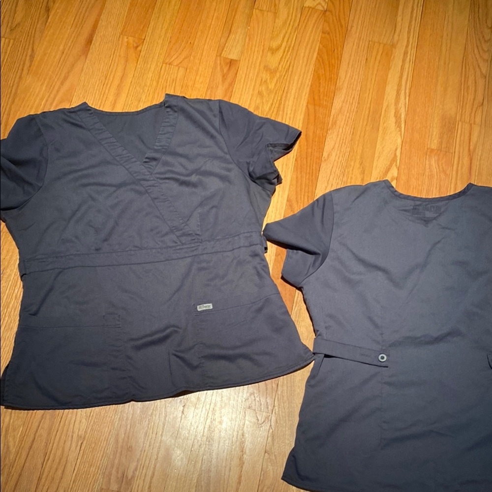 2 Gray Greys Anatomy scrub tops